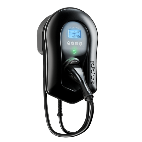 myenergi Zappi Smart EV Charger (7kW/22kW) with 6.5m Tethered Type 2 Cable – Black