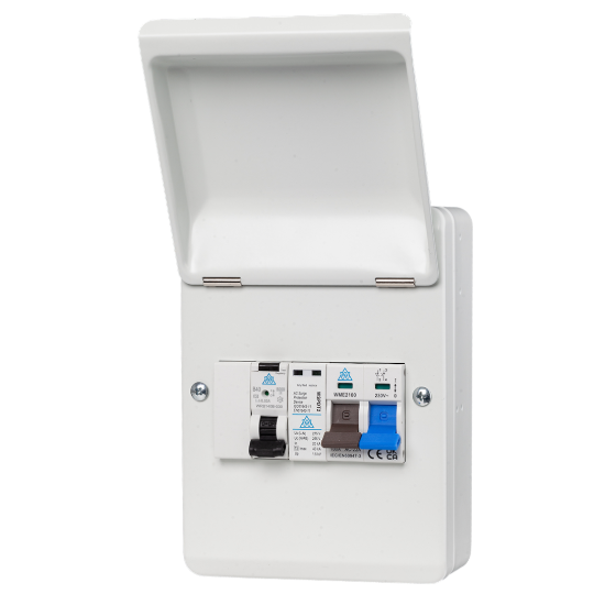 Whitecliffe Weatherproof EV Consumer Unit - 40A Type A B Curve RCBO + SPD (WPRC40BSP)
