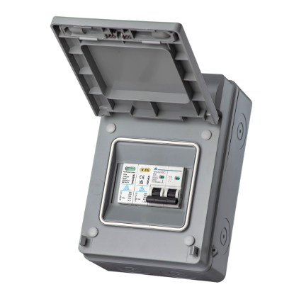 Whitecliffe Weatherproof EV Consumer Unit - 40A Type A C Curve RCBO + SPD Grey (WPRC40CSP)