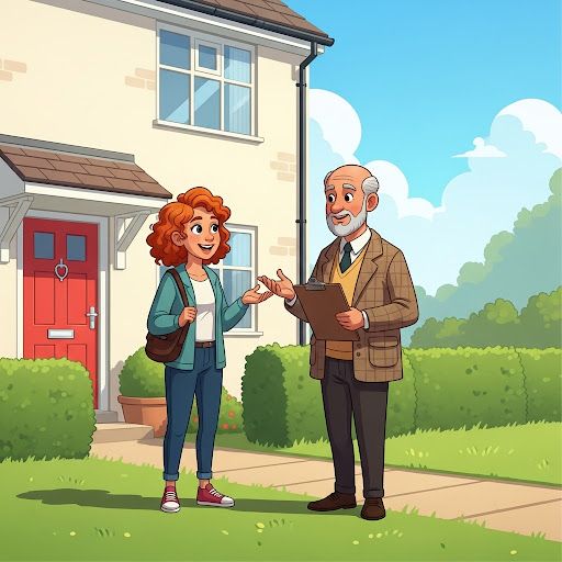 Tenant and landlord discussing EV charger installation outside a rental home